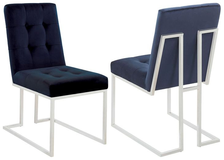 Starlight Matte Ink Blue Velvet Dining Chair Set Of 2