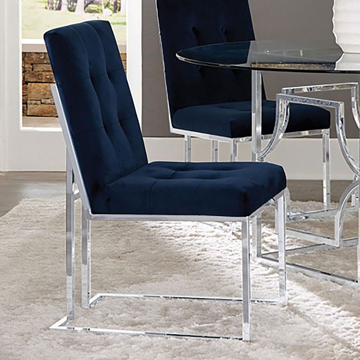 Starlight Matte Ink Blue Velvet Dining Chair Set Of 2