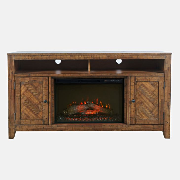 Fairview Oak Dark Brown 60" TV Stand with Electric Fireplace