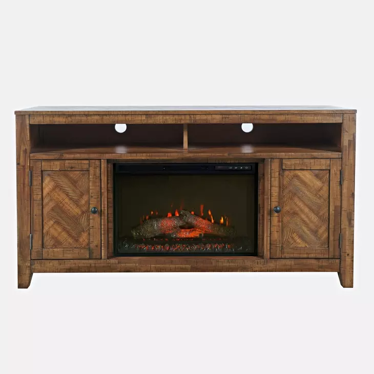 Fairview Oak Dark Brown TV Stand with Electric Fireplace