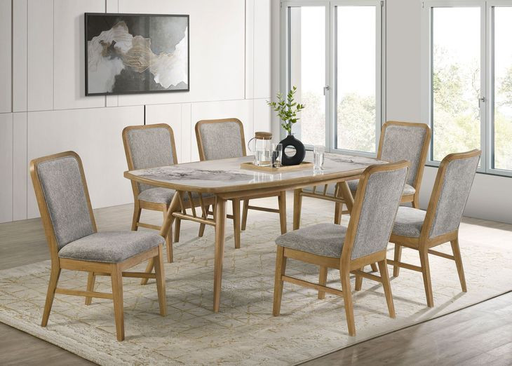 Croyden Weathered Natural and Off White Rectangular Dining Room Set