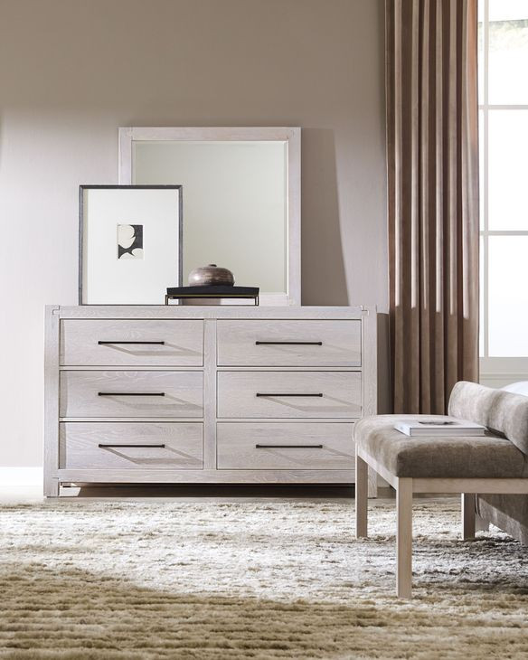 Joinery Washed White Oak and Brindle Gray Performance Fabric Upholstered Bed Bench