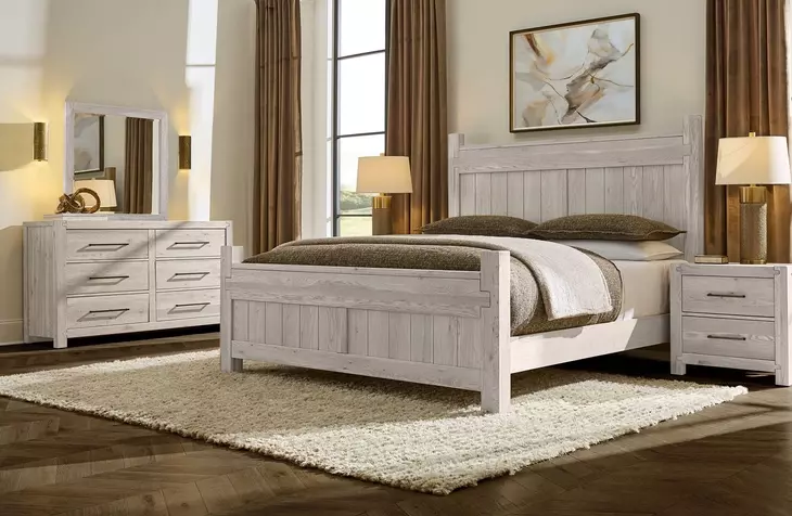 Joinery Washed White Oak Queen Poster Bed