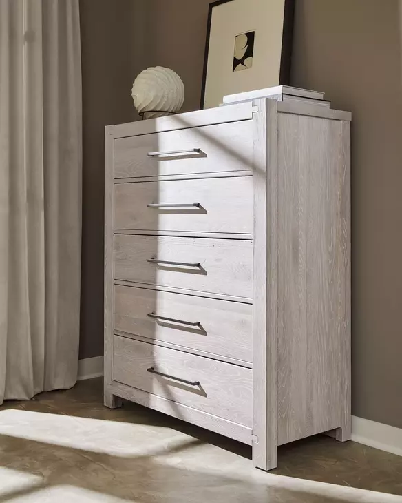 Joinery Washed White Oak 5 Drawer Chest