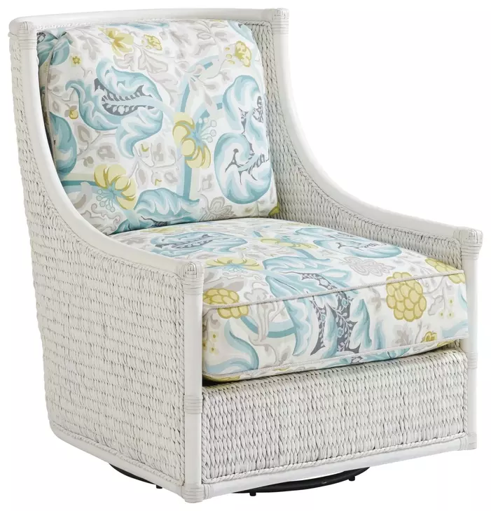 Ocean Breeze Preston Blue Upholstered Swivel Chair