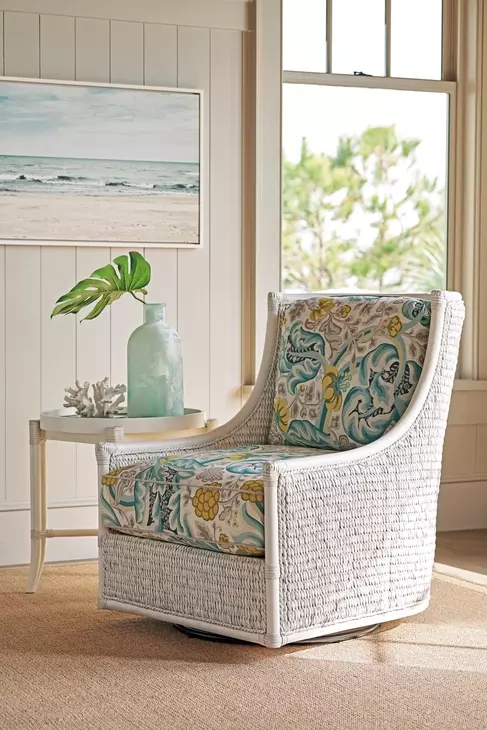 Ocean Breeze Preston Blue Upholstered Swivel Chair