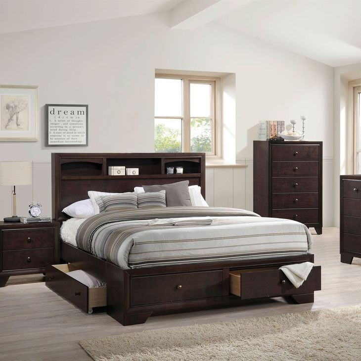Madison II Espresso Queen Bookcase and Storage Bed