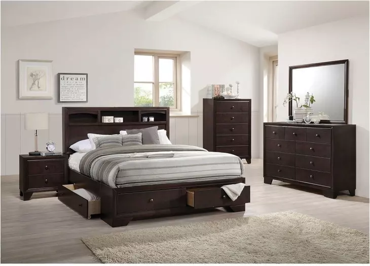 Madison II Espresso Queen Bookcase and Storage Bed