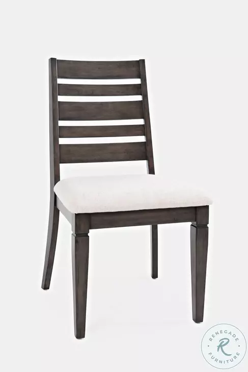 Lincoln Square Dark Espresso And Cream Fabric Ladder Back Side Chair Set of 2