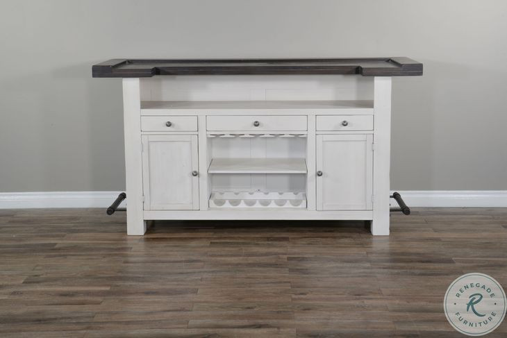 Autumn Echo White 78" Farmhouse Wood Home Bar