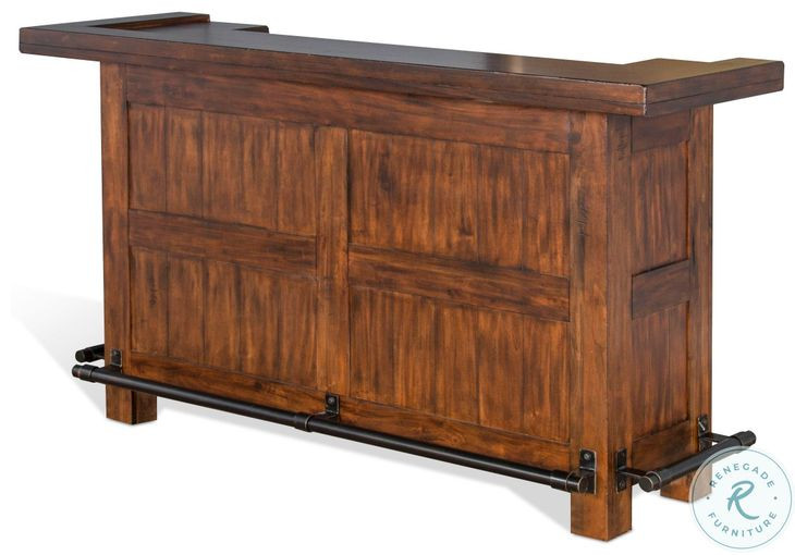 Golden Hearth Medium Brown 78" Farmhouse Wood Home Bar