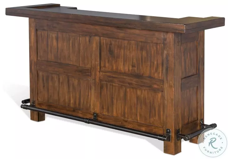 Golden Hearth Medium Brown 78" Farmhouse Wood Home Bar