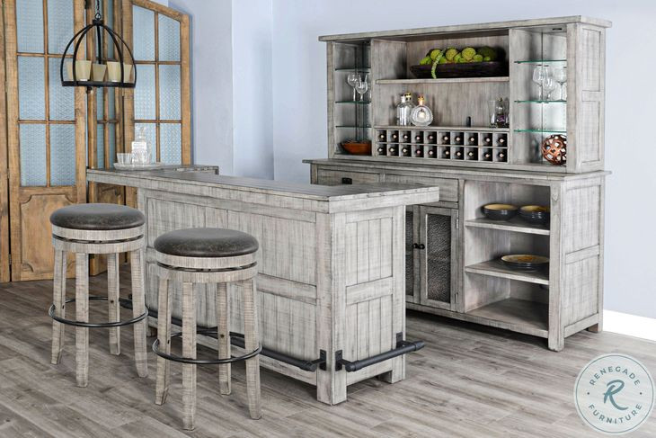 Willow Nest Alpine Gray Swivel Bar Stool Set of 2