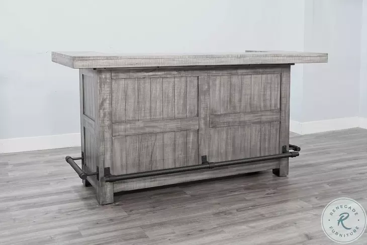 Maple Haze Gray 80" Traditional Wood Home Bar