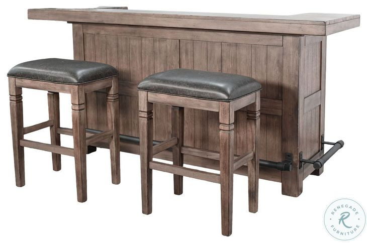 Golden Hearth Natural 80" Traditional Wood Home Bar