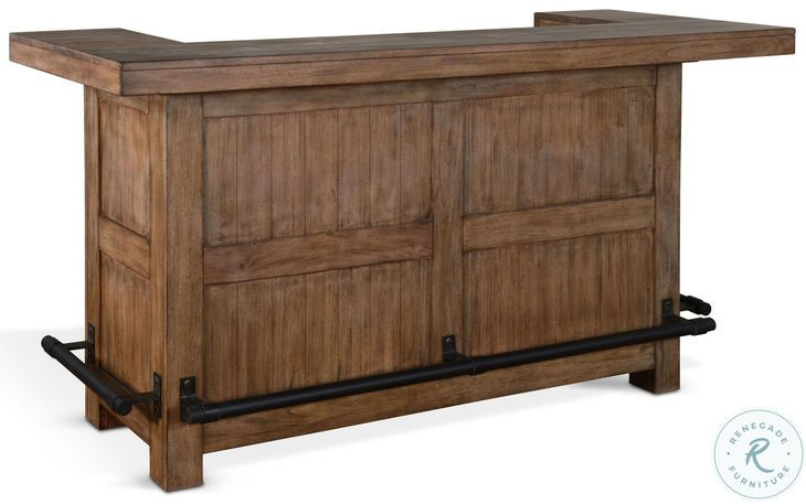 Golden Hearth Natural 80" Traditional Wood Home Bar