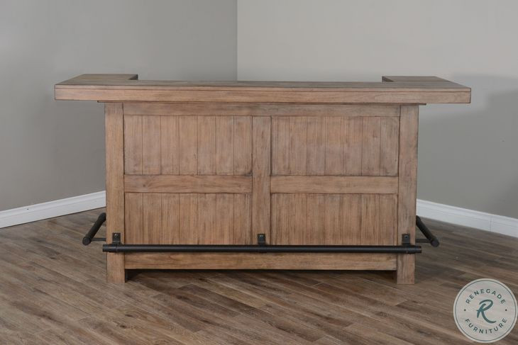Golden Hearth Natural 80" Traditional Wood Home Bar