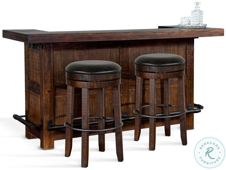 Autumn Echo Dark Brown 80" Traditional Wood Home Bar
