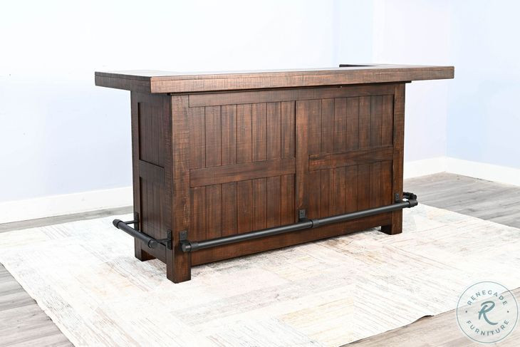 Autumn Echo Dark Brown 80" Traditional Wood Home Bar