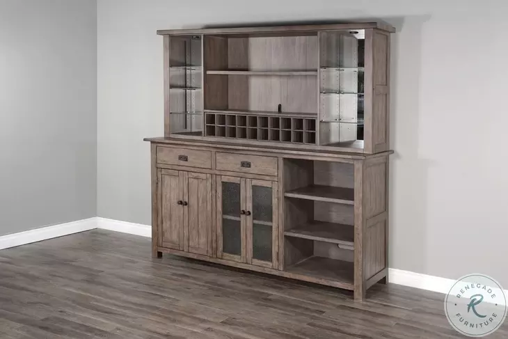 Velden Hollow Natural 4 Door Buffet and Bar Hutch