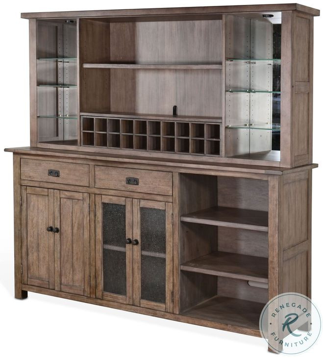 Velden Hollow Natural 4 Door Buffet and Bar Hutch