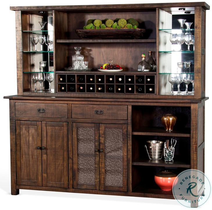 Havenstead Dark Brown 4 Door Buffet and Hutch