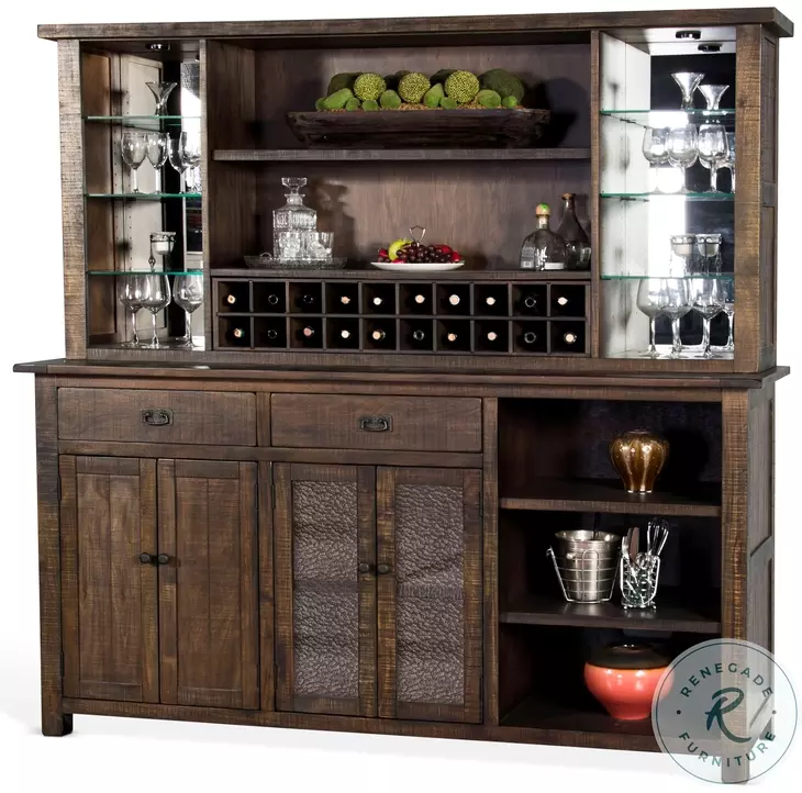 Havenstead Dark Brown 4 Door Buffet and Hutch