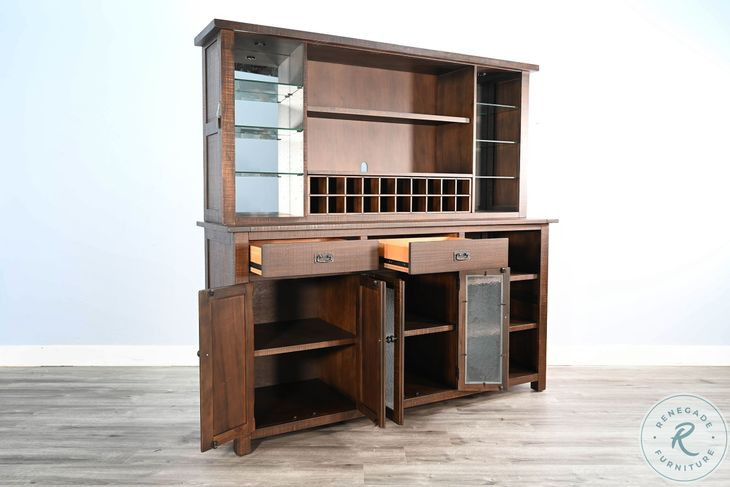 Havenstead Dark Brown 4 Door Buffet and Hutch