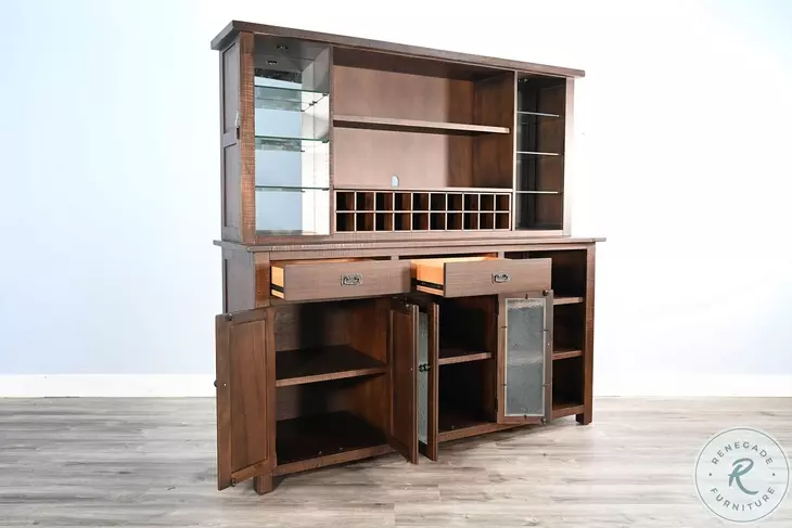Havenstead Dark Brown 4 Door Buffet and Hutch
