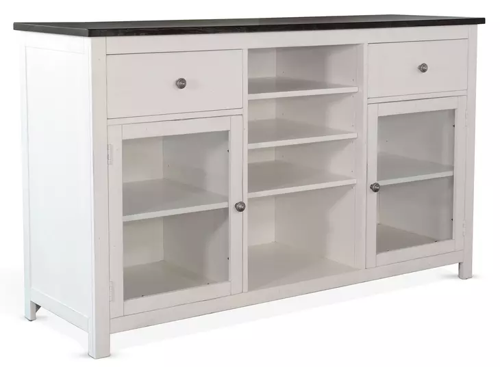 Carriage House Cottage White and European Dark 2 Glass Door Buffet