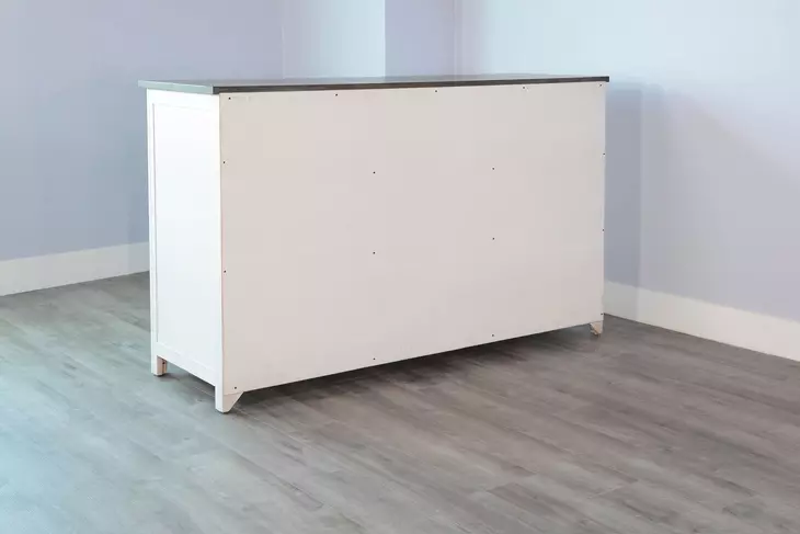 Carriage House Cottage White and European Dark 2 Glass Door Buffet