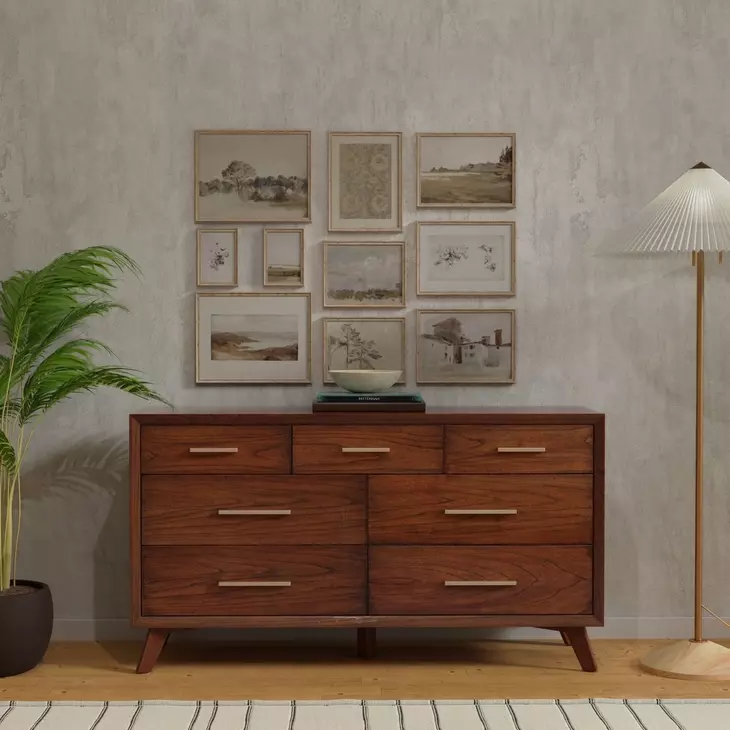 Arden Walnut 7 Drawer Dresser