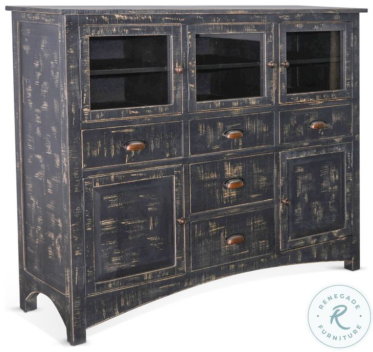 Cozy Luxe Black Sand 5 Drawer Server