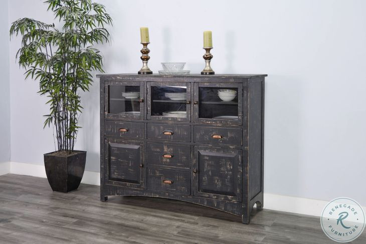 Cozy Luxe Black Sand 5 Drawer Server