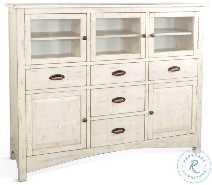 Willow Nest White White Sand 5 Drawer Server