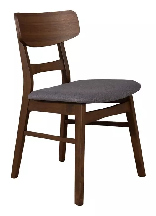 Space Savers Satin Walnut and Gray Upholstered 4 Piece Triangle Dining Set