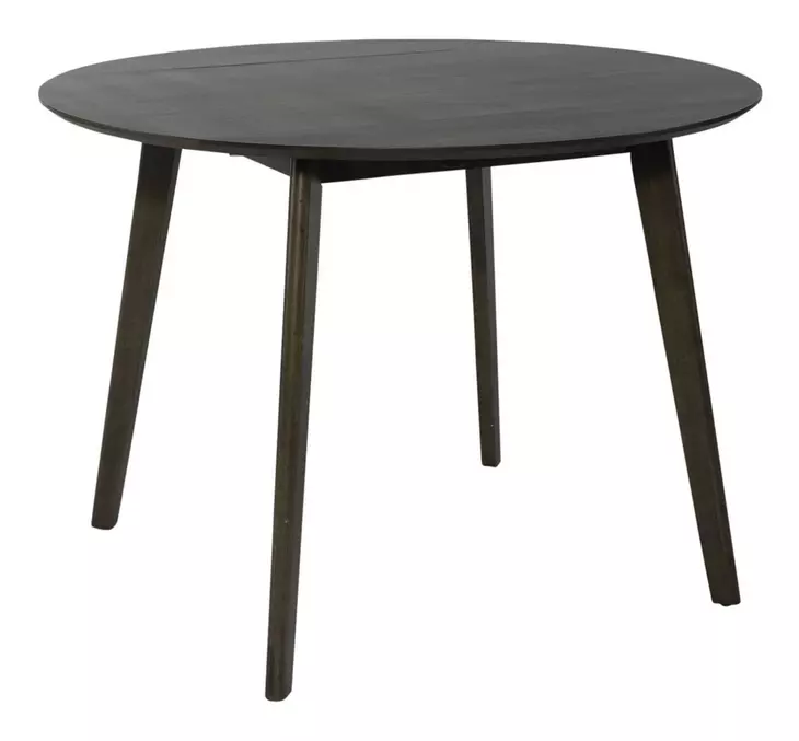 Space Savers Satin Walnut and Denim Blue Upholstered 5 Piece Extendable Drop Leaf Dining Set