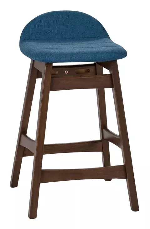 Space Savers Satin Walnut and Denim Blue Upholstered 5 Piece Gathering Dining Set