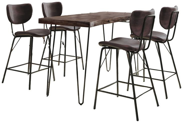 Nature's Edge Slate and Dark Brown Upholstered 5 Piece Counter Height Dining Set