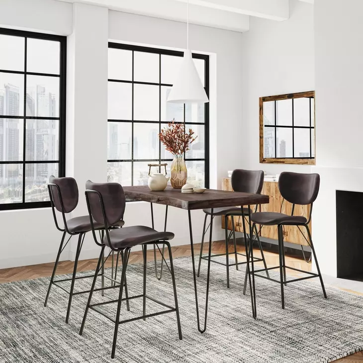 Nature's Edge Slate and Dark Brown Upholstered 5 Piece Counter Height Dining Set
