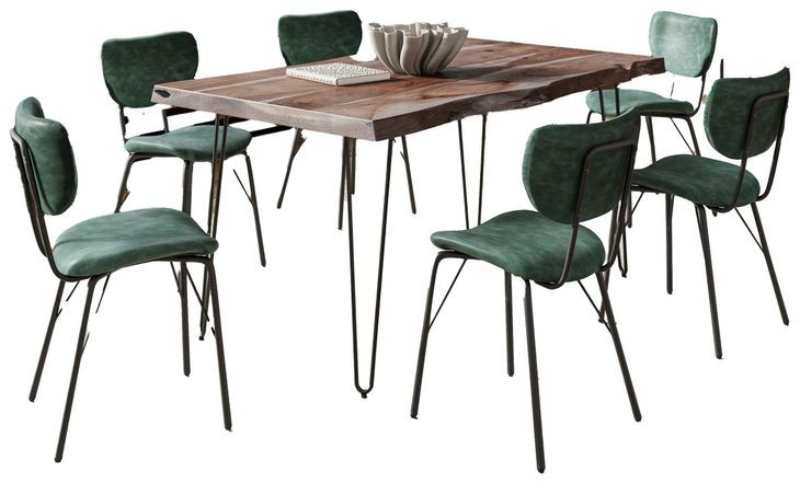 Nature's Edge Slate and Jade Upholstered 7 Piece Dining Set