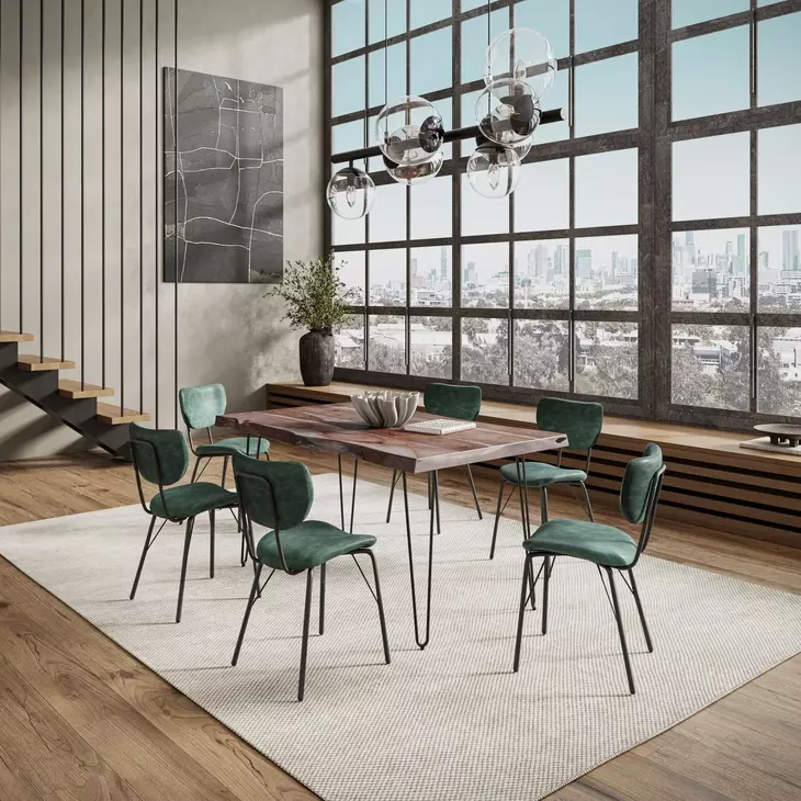 Nature's Edge Slate and Jade Upholstered 7 Piece Dining Set