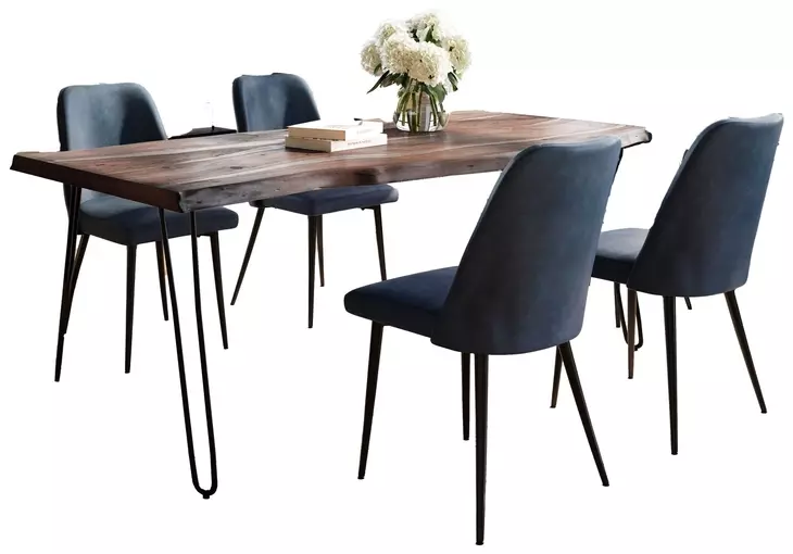 Nature's Edge Slate and Blueberry Upholstered 5 Piece Dining Set