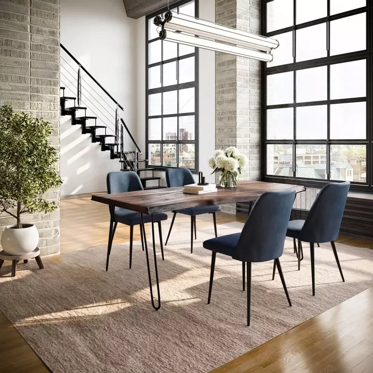Nature's Edge Slate and Blueberry Upholstered 5 Piece Dining Set