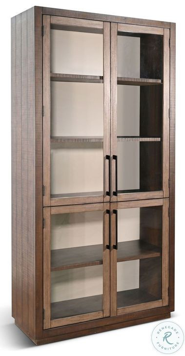 Autumn Echo Dark Brown 4 Glass Door Display Cabinet
