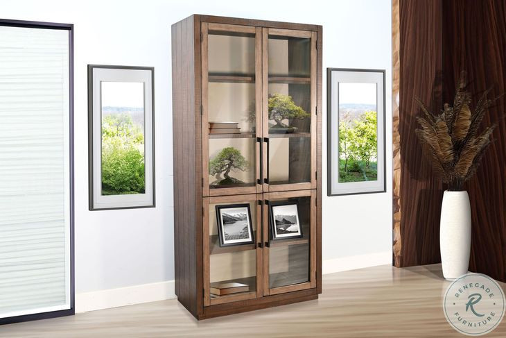 Autumn Echo Dark Brown 4 Glass Door Display Cabinet