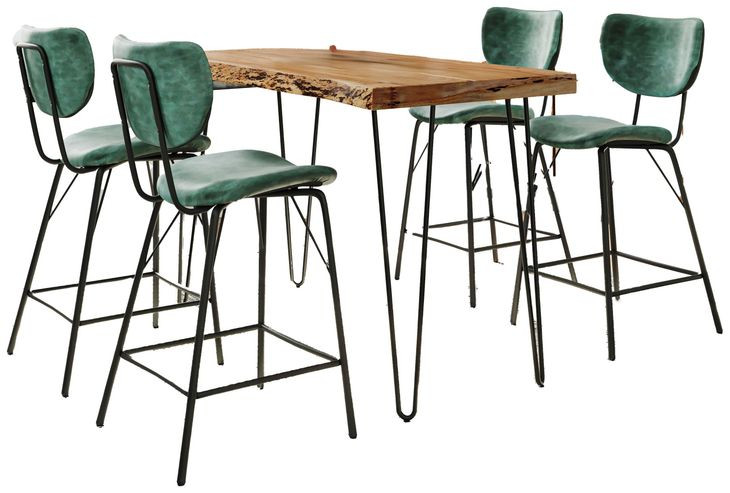 Nature's Edge Natural and Jade Upholstered 5 Piece Counter Height Dining Set