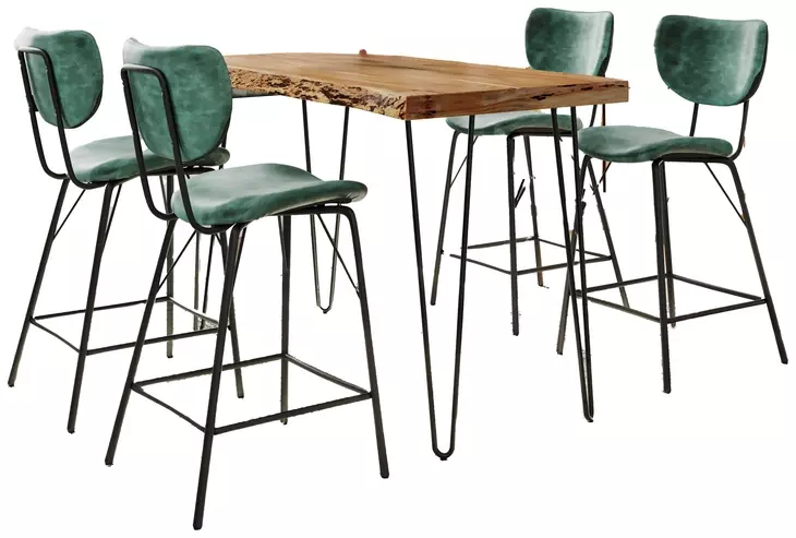 Nature's Edge Natural and Jade Upholstered 5 Piece Counter Height Dining Set