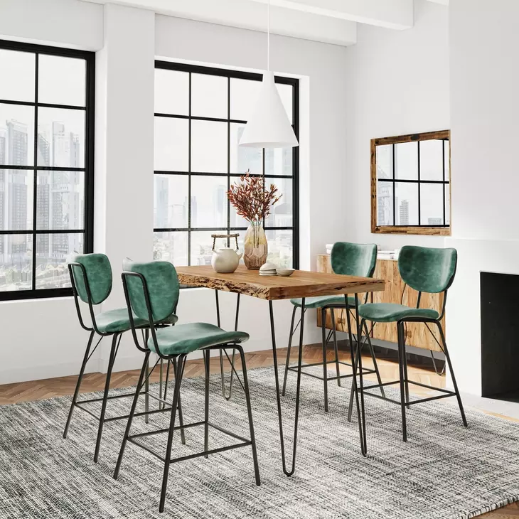Nature's Edge Natural and Jade Upholstered 5 Piece Counter Height Dining Set