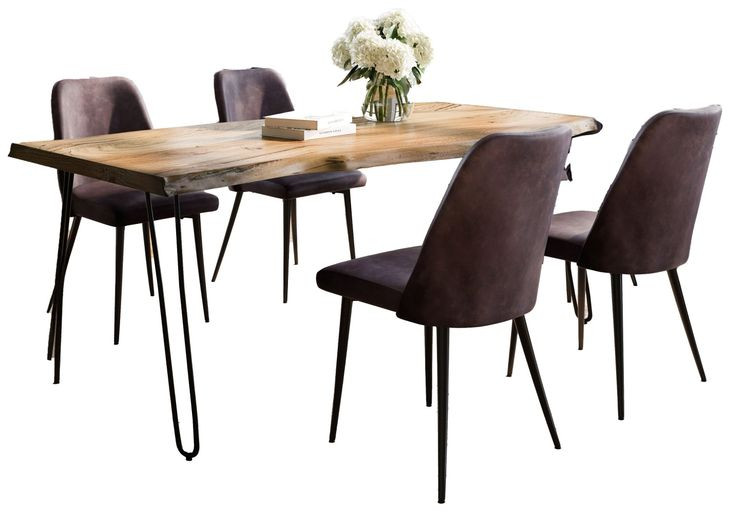 Nature's Edge Natural and Dark Brown Upholstered 5 Piece Dining Set